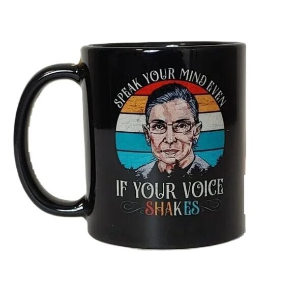 NEW Ruth Bader Ginsburg Coffee Mug Speak Voice Shaking Supreme Court Justice NWT - Picture 1 of 4